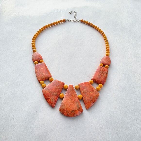 Jay King DTR Large Genuine Coral Statement Choker Necklace sterling Silver 925 - Picture 8 of 8